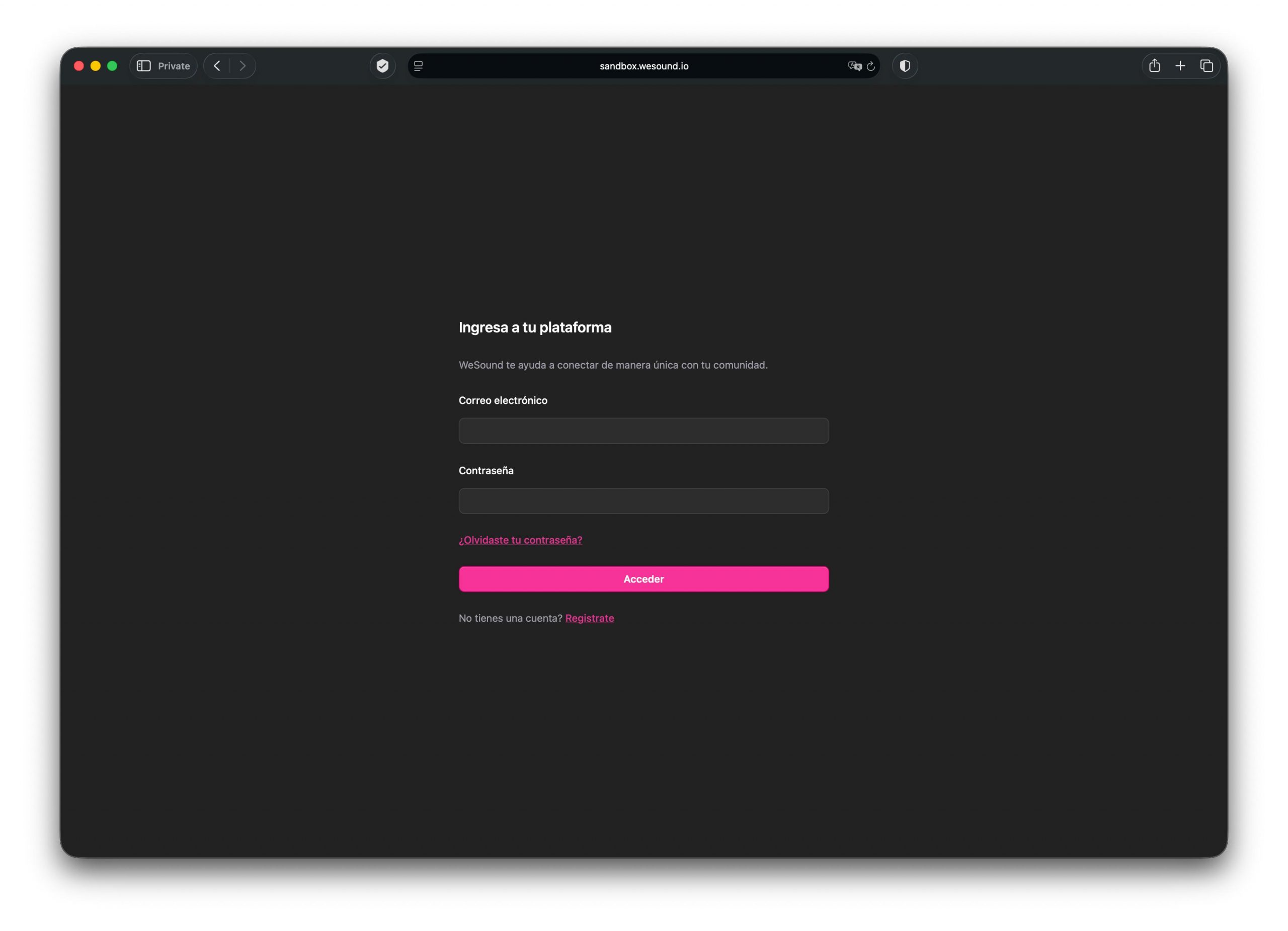 WE SOUND Host Login Panel - Secure authentication for event organizers