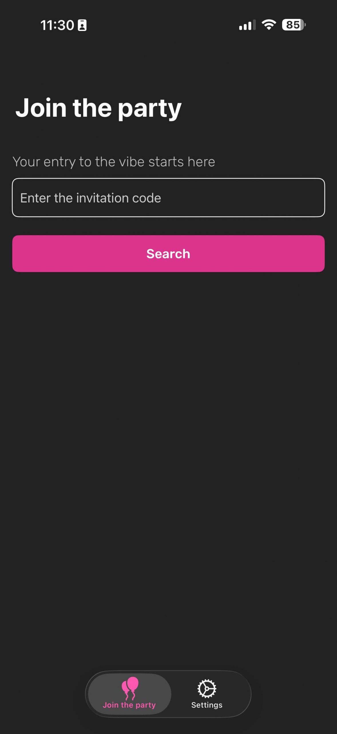 WE SOUND Mobile App - Join party with invitation code